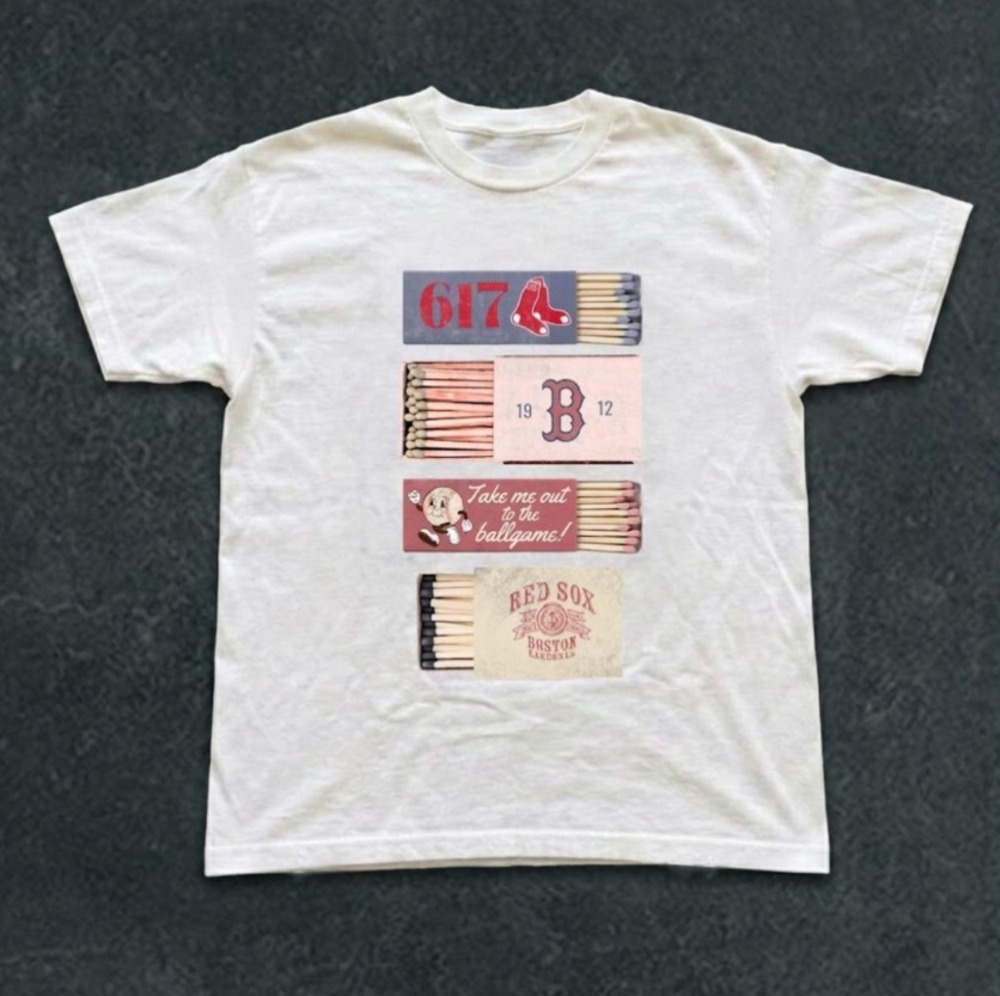 Boston Red Sox Matchboxes Graphic Vintage White T-Shirt
